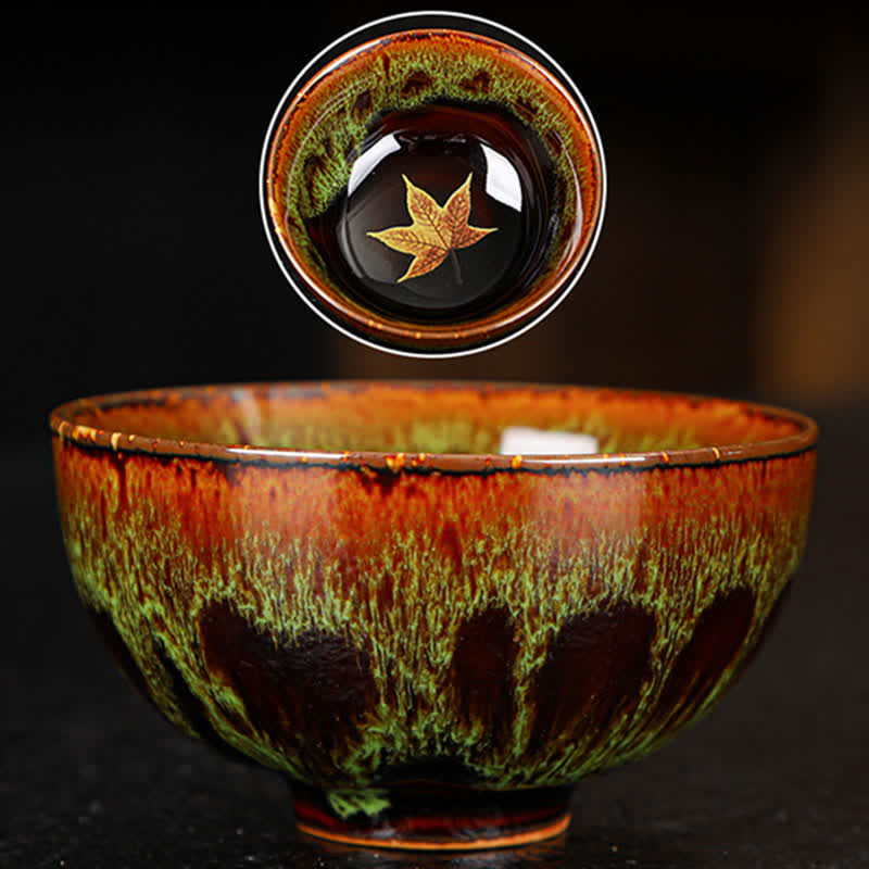 Colorful Maple Leaf Ceramic Teacup 110ml for Cozy Tea