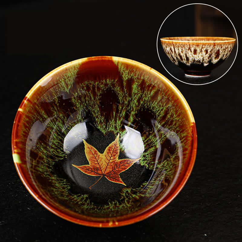 Colorful Maple Leaf Ceramic Teacup 110ml for Cozy Tea