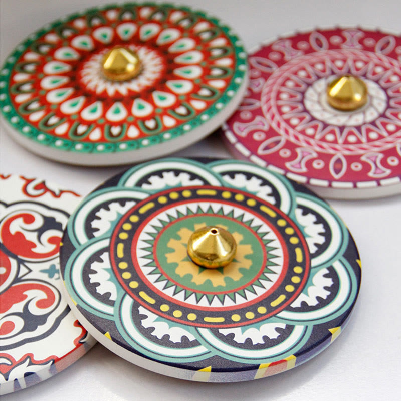 Colorful Pattern Ceramic Incense Stick Burner 10cm