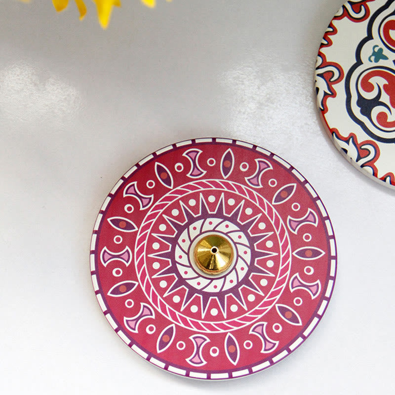 Colorful Pattern Ceramic Incense Stick Burner 10cm