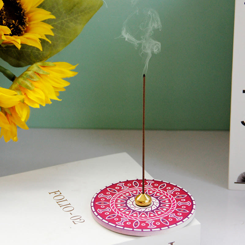 Colorful Pattern Ceramic Incense Stick Burner 10cm