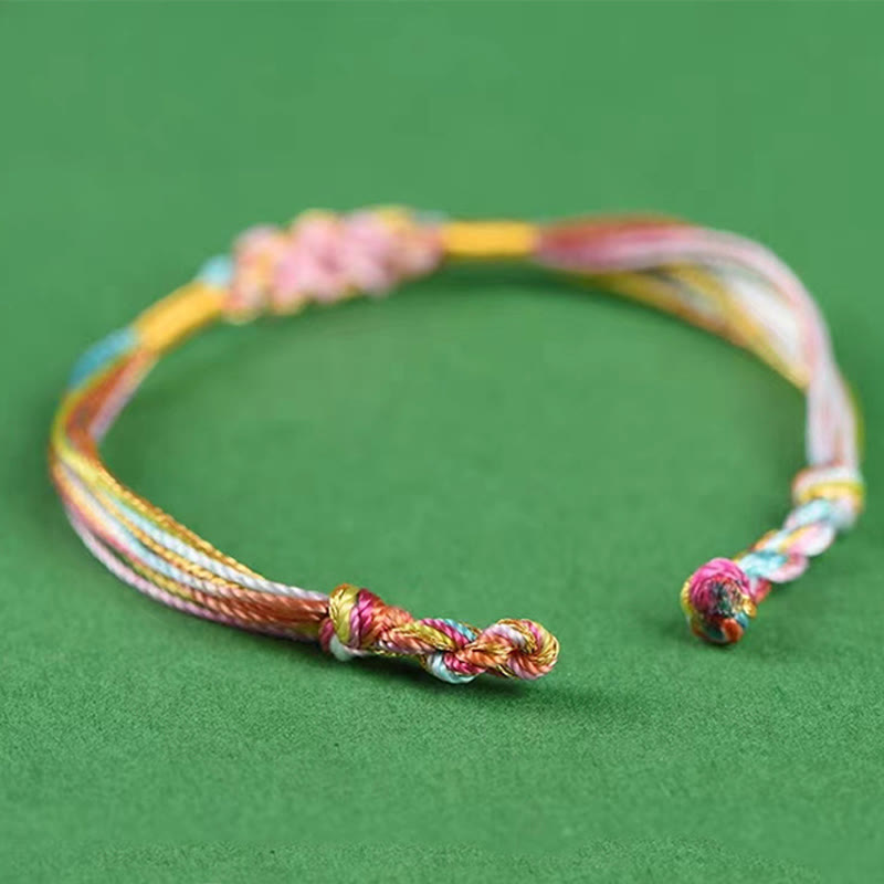 Colorful Peach Blossom Knot Yin Yang Bracelet for Luck and Protection