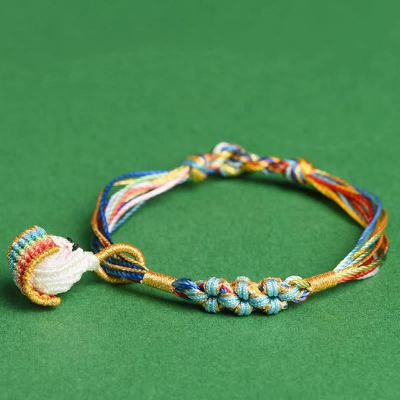 Colorful Peach Blossom Knot Yin Yang Bracelet for Luck and Protection