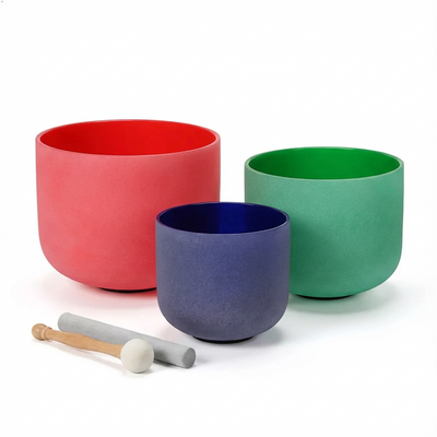 Colorful Quartz Crystal Singing Bowl Set, 8