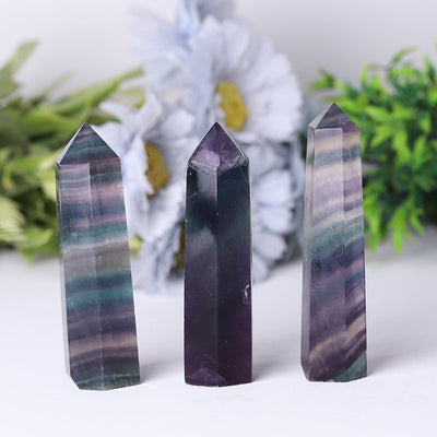 Colorful Rainbow Fluorite Crystal Tower Point 2.4-4.5 Inch