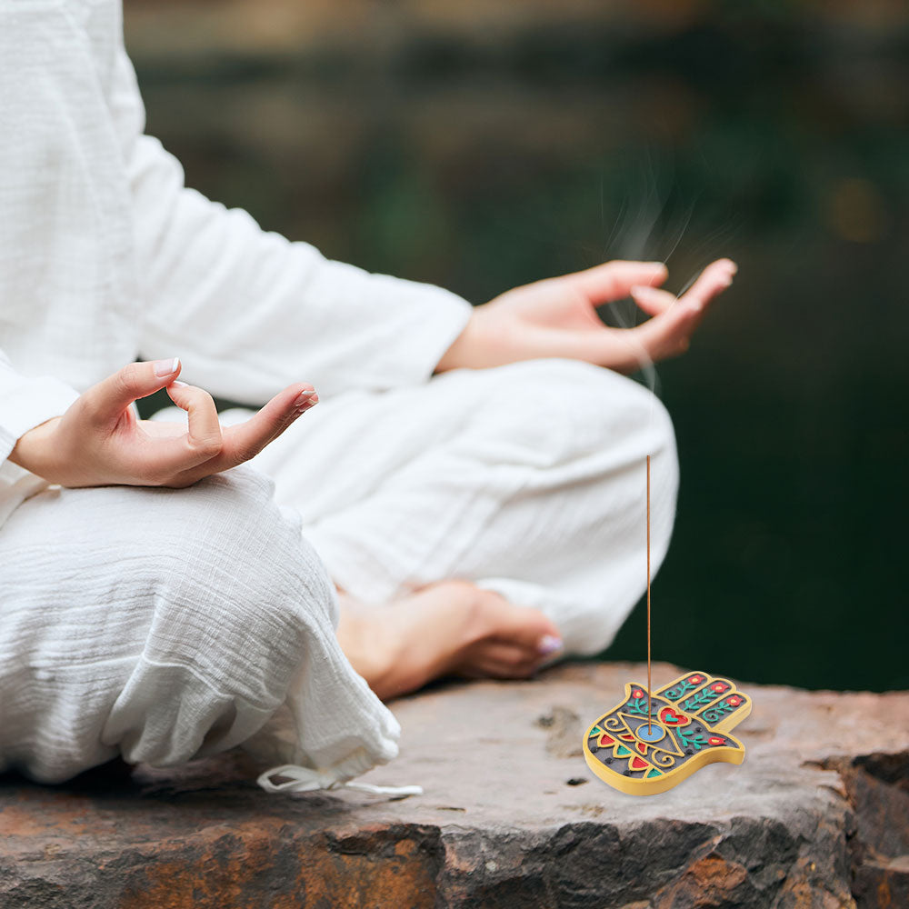 Colorful Resin Buddha Hand Plate Incense Burner