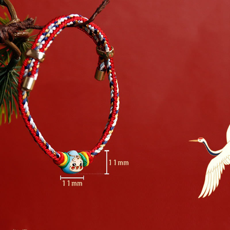 Colorful Rope Fu Character Luck Handmade Bracelet