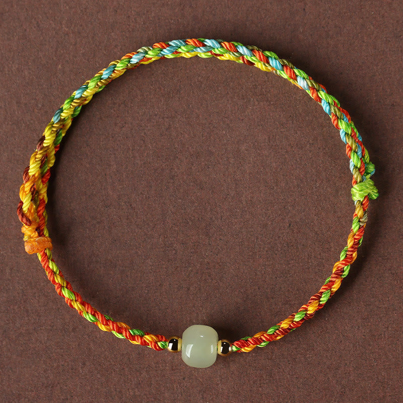 Colorful Rope Jade Bracelet for Abundance and Luck 5x6mm Beads