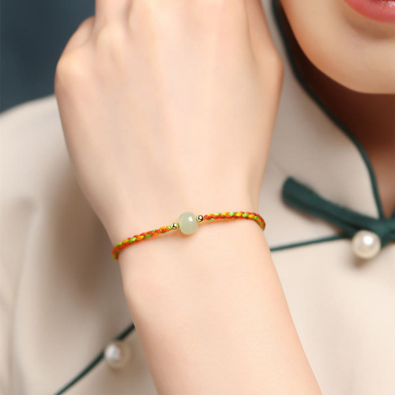 Colorful Rope Jade Bracelet for Abundance and Luck 5x6mm Beads