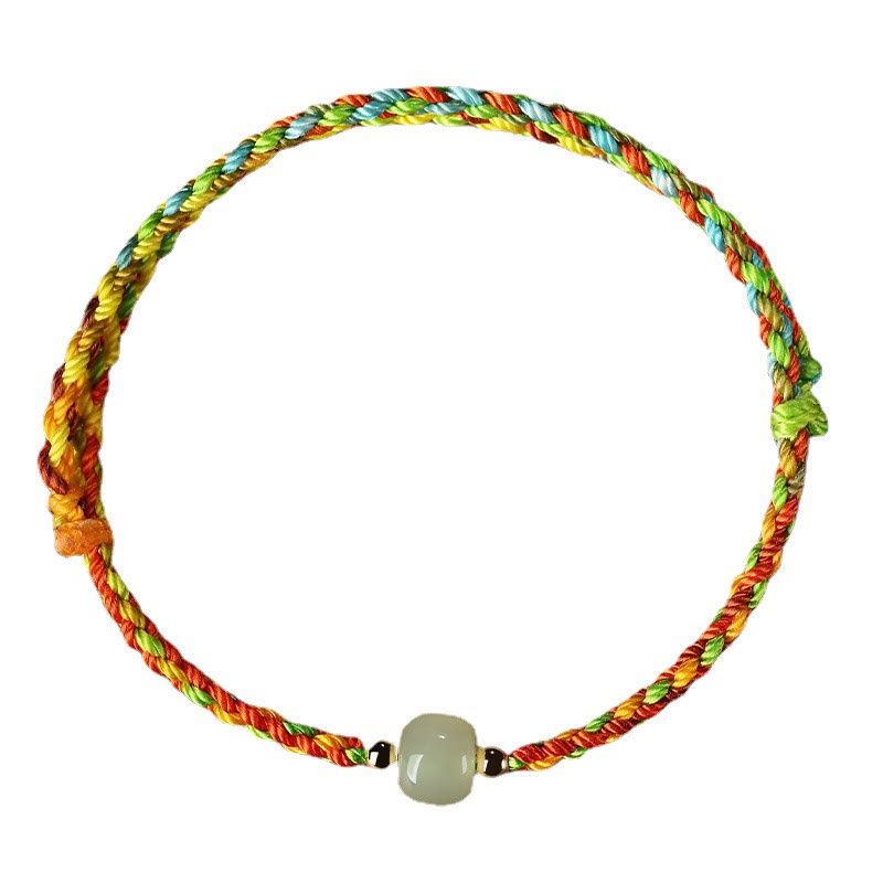 Colorful Rope Jade Bracelet for Abundance and Luck 5x6mm Beads