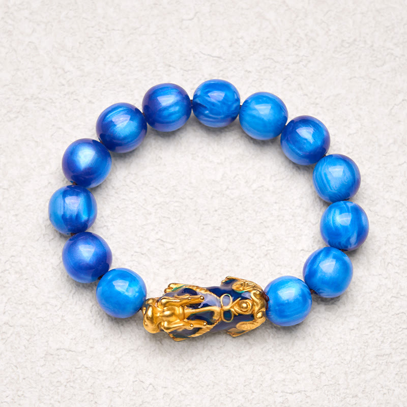 Colorful Sea Willow PiXiu Bracelet 12mm Wrist 15-18cm Unisex