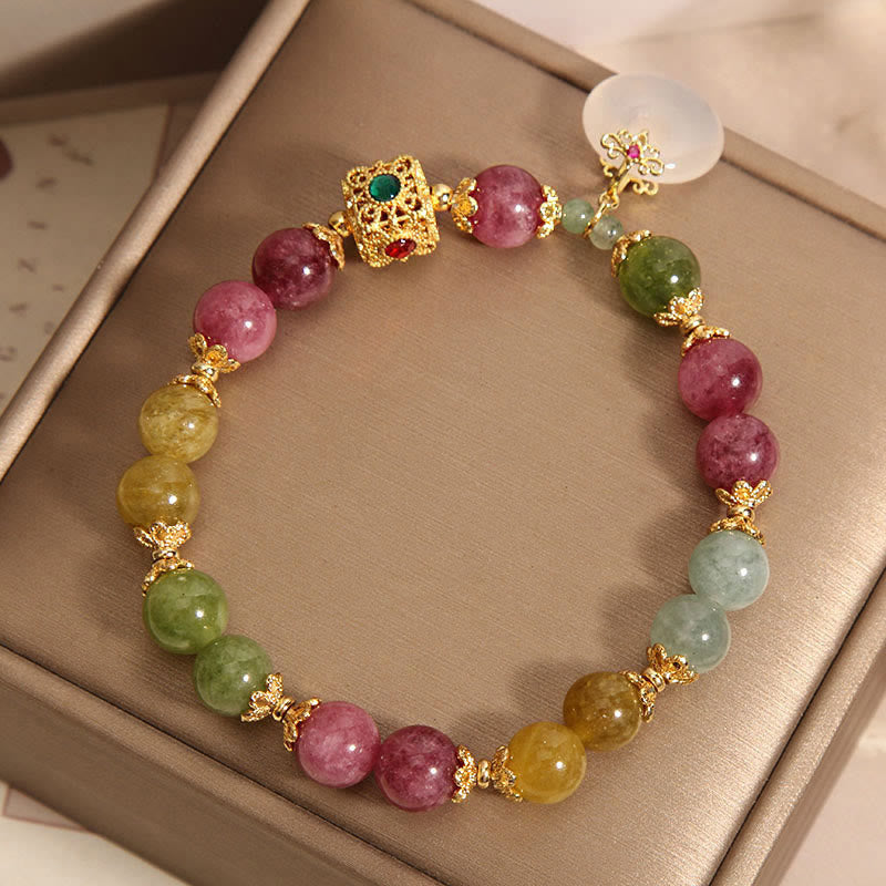 Colorful Tourmaline Peace Buckle Wisdom Bracelet