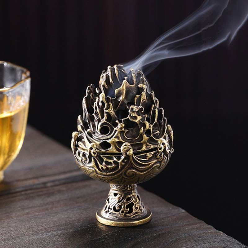 Copper Alloy Tibetan Incense Burner 4.5cm Mini Meditation