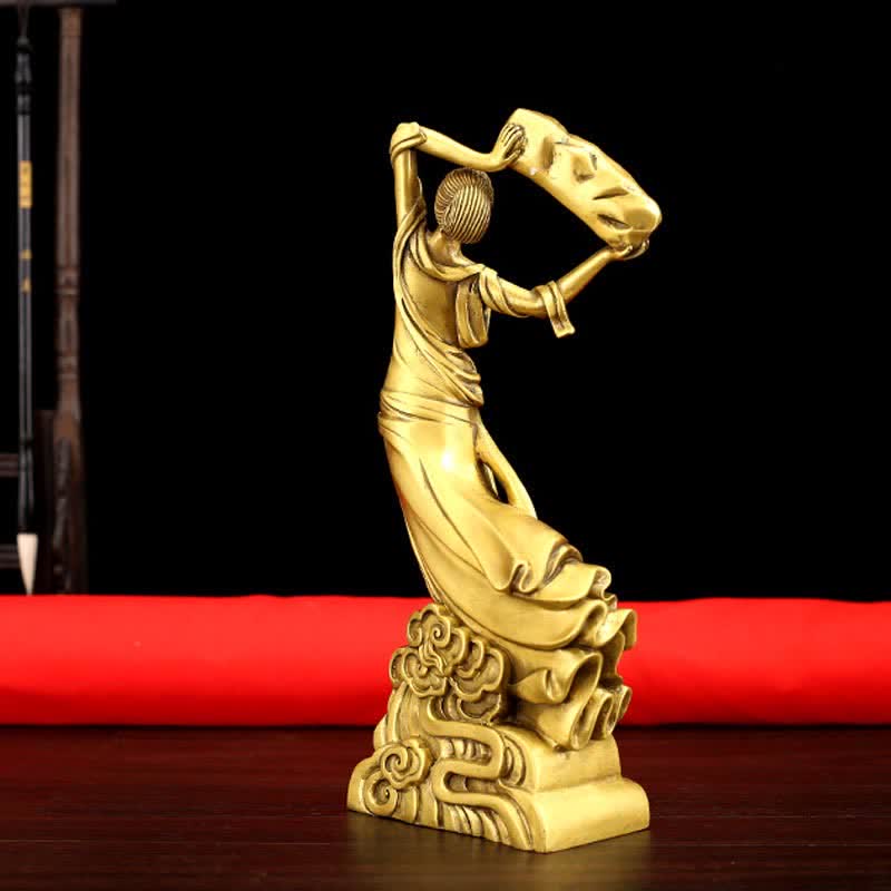 Copper Bodhisattva Nuwa Protection Statue 11x8x27cm