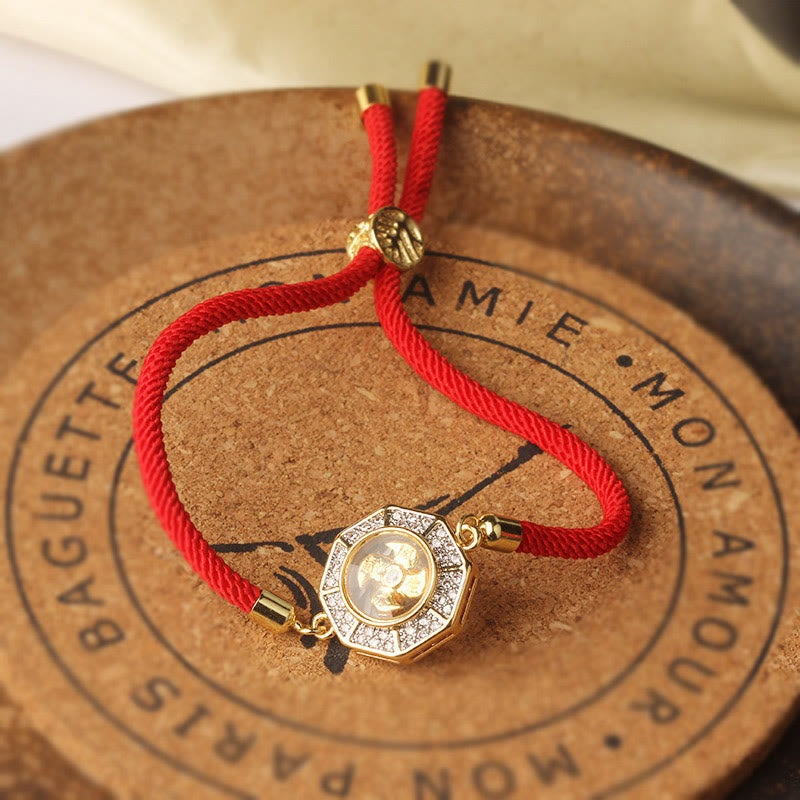 Copper Brass Red String Windmill Feng Shui Bracelet