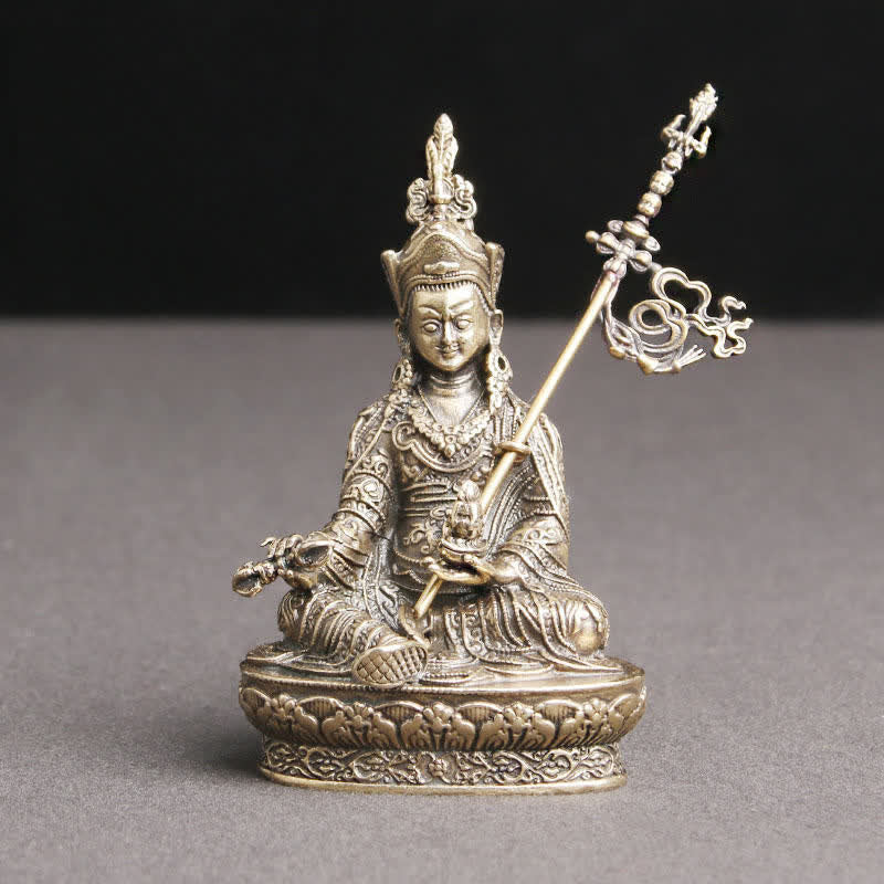 Copper Buddha Statue Padmasambhava Serenity Figure 41x66mm
