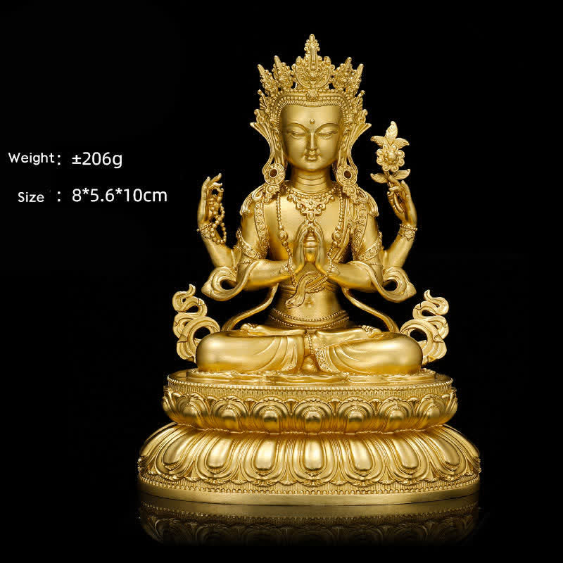 Copper Buddha Statue | Shakyamuni Amitabha Medicine Buddha Figurine