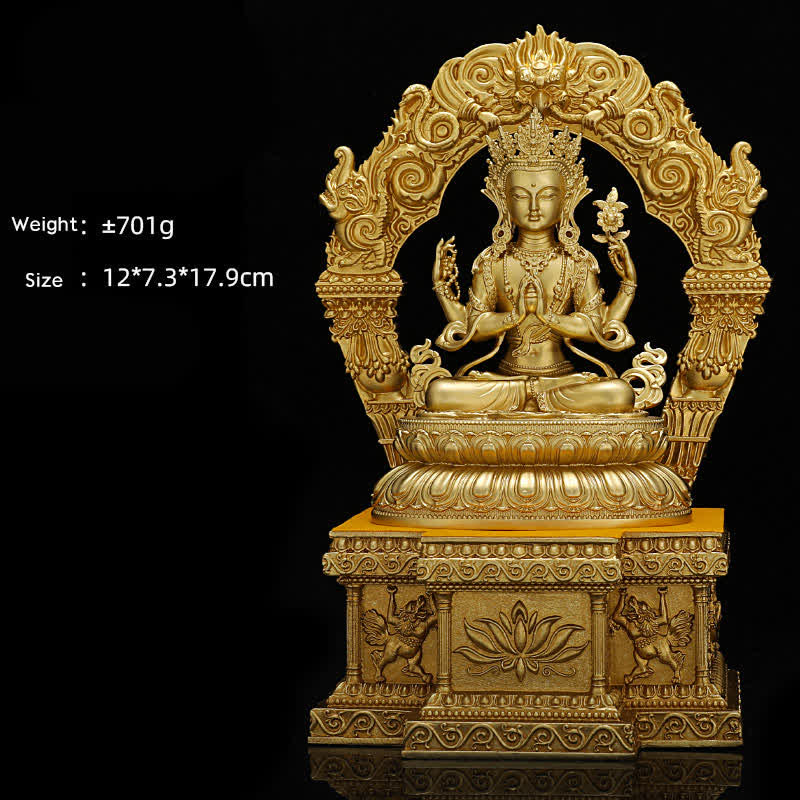 Copper Buddha Statue | Shakyamuni Amitabha Medicine Buddha Figurine