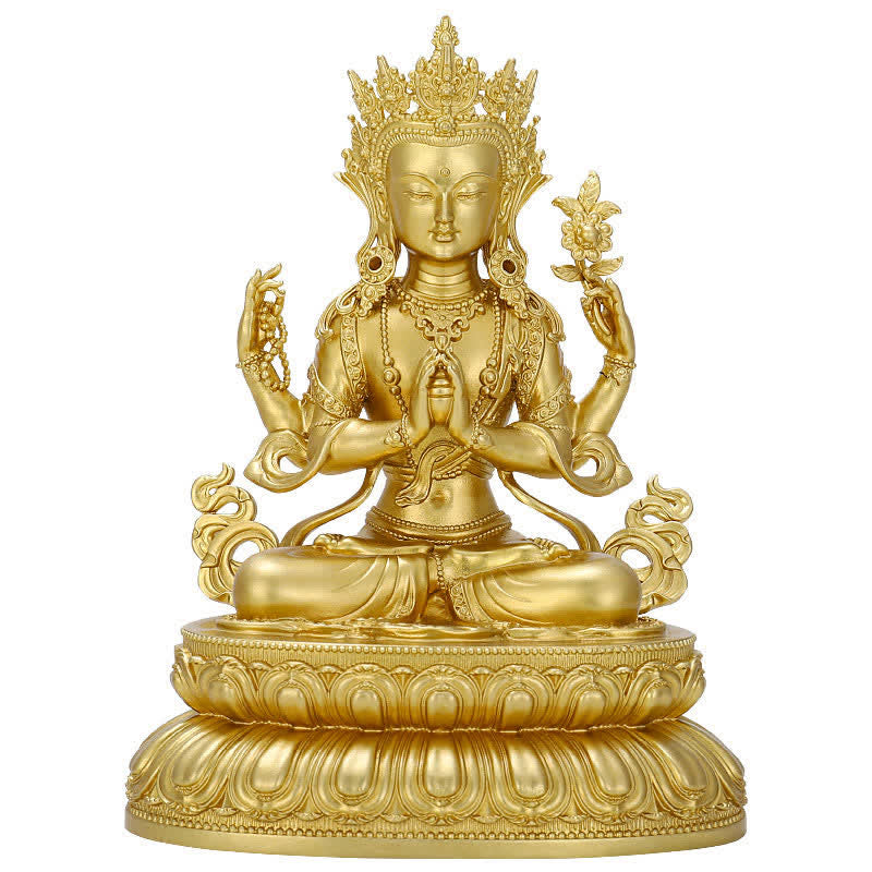 Copper Buddha Statue | Shakyamuni Amitabha Medicine Buddha Figurine