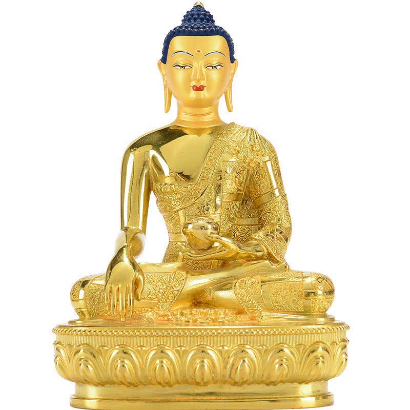 Copper Buddha Statue Shakyamuni Figurine 16.5cm Enlightenment