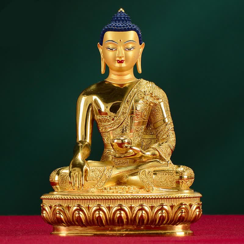 Copper Buddha Statue Shakyamuni Figurine 16.5cm Enlightenment