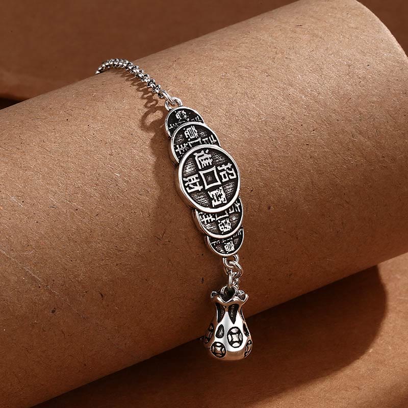 Copper Coin Money Bag Spiritual Bracelet for Wealth & Luck