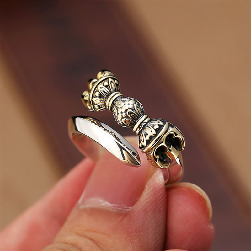 Copper Dorje Vajra Adjustable Spiritual Protection Ring