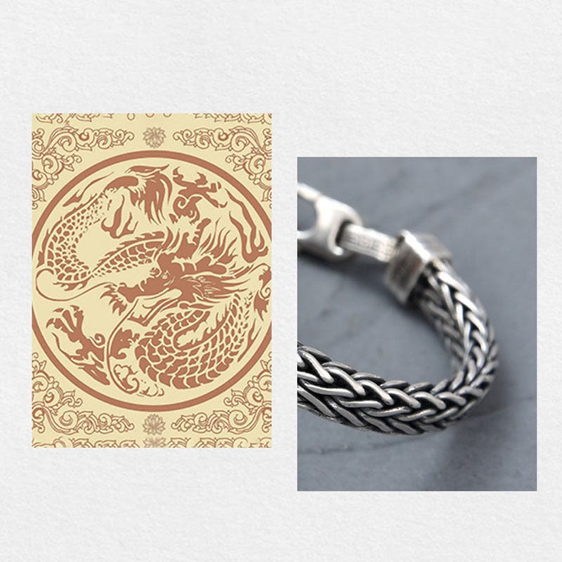 Copper Dragon Bracelet with Blue Acrylic Buckle for Wealth