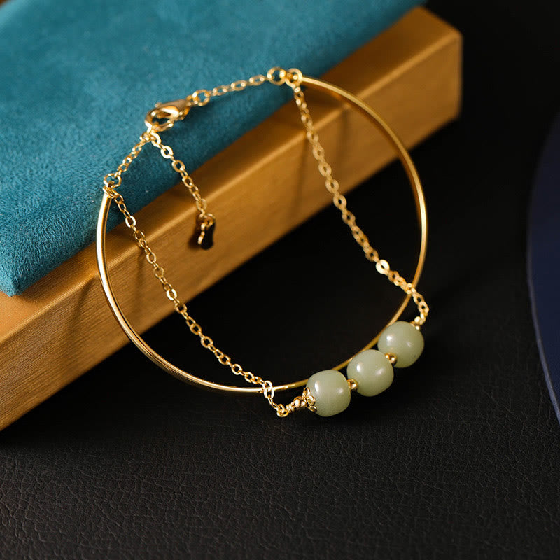 Copper Gold Hetian Jade Luck Double Layer Bracelet