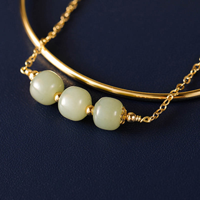 Copper Gold Hetian Jade Luck Double Layer Bracelet