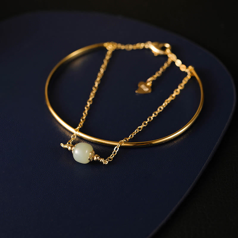 Copper Gold Hetian Jade Luck Double Layer Bracelet