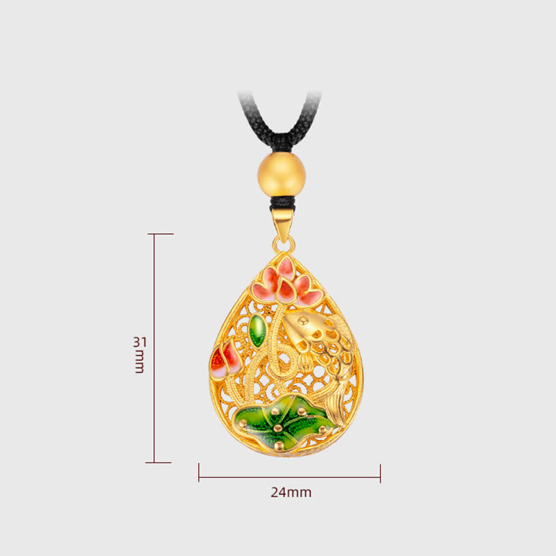 Copper Koi Fish Lotus Necklace 31mm Luck Pendant