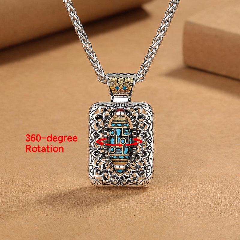 Copper Nine-Eye Dzi Bead Rotatable Protection Necklace