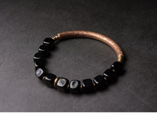 Copper & Obsidian Bracelet for Protection