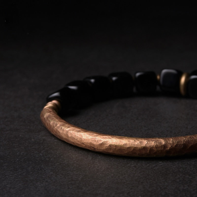 Copper & Obsidian Bracelet for Protection