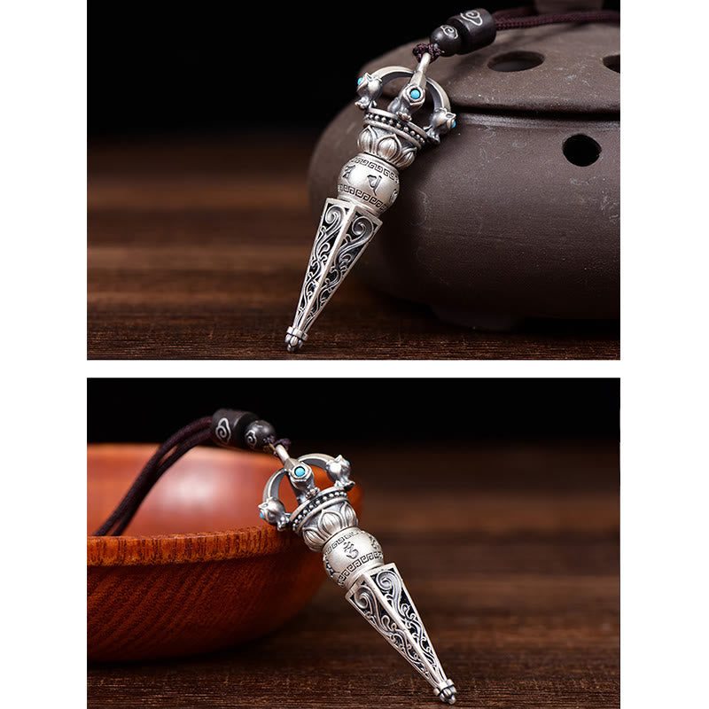 Copper Om Mani Padme Hum Necklace with Dorje Vajra Pendant