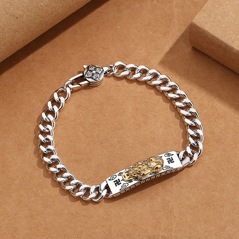 Copper Om Mani Padme Hum Wisdom Bracelet with Pixiu & Swastika