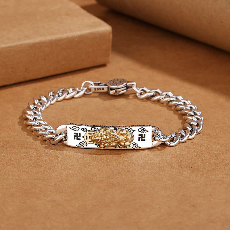 Copper Om Mani Padme Hum Wisdom Bracelet with Pixiu & Swastika