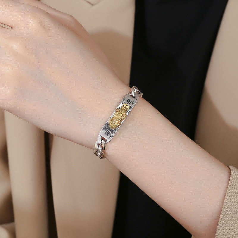 Copper Om Mani Padme Hum Wisdom Bracelet with Pixiu & Swastika