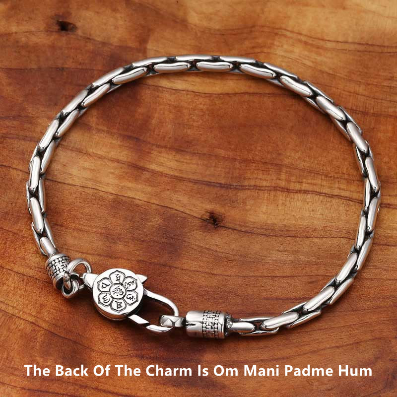 Copper Plated Silver Om Mani Padme Hum Strength Bracelet