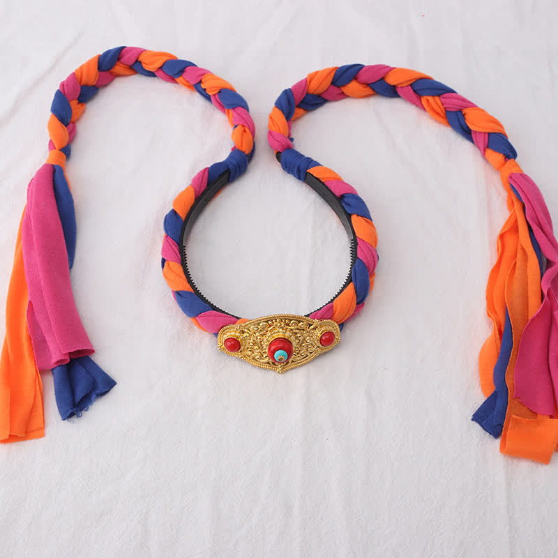 Copper Spiritual Hair Accessories with Colorful Tibetan Tassel Beads