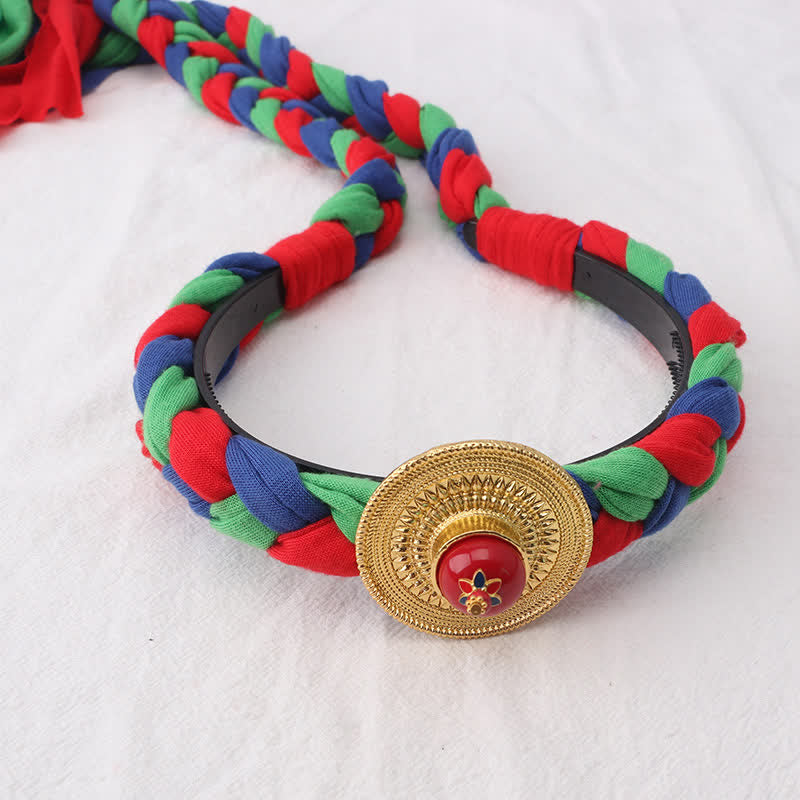 Copper Spiritual Hair Accessories with Colorful Tibetan Tassel Beads