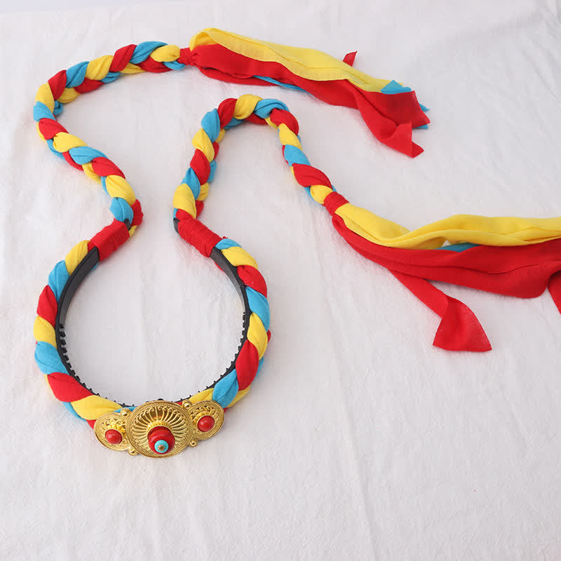 Copper Spiritual Hair Accessories with Colorful Tibetan Tassel Beads