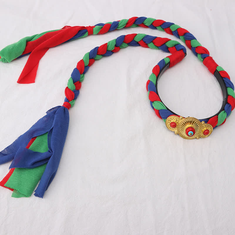 Copper Spiritual Hair Accessories with Colorful Tibetan Tassel Beads