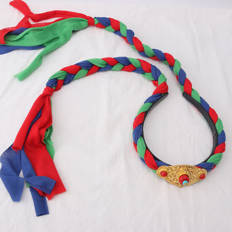 Copper Spiritual Hair Accessories with Colorful Tibetan Tassel Beads