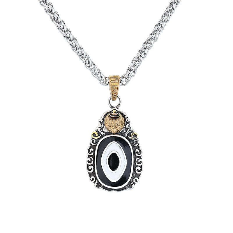 Copper Spiritual Necklace with Dzi Bead Garuda Pattern for Wealth