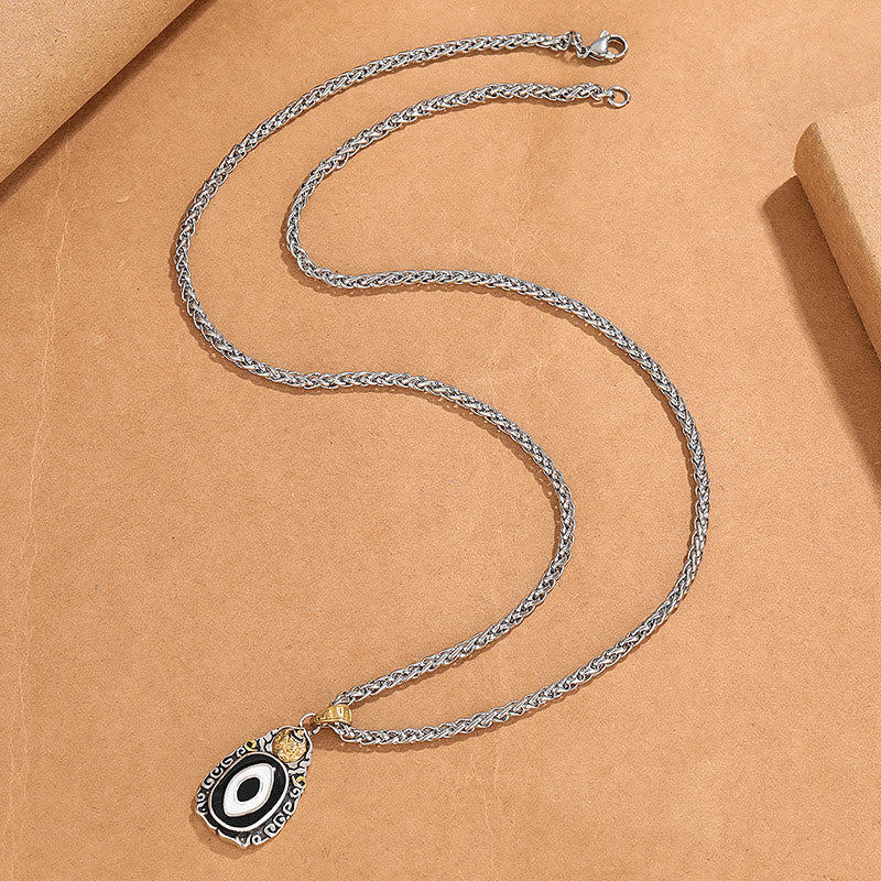 Copper Spiritual Necklace with Dzi Bead Garuda Pattern for Wealth