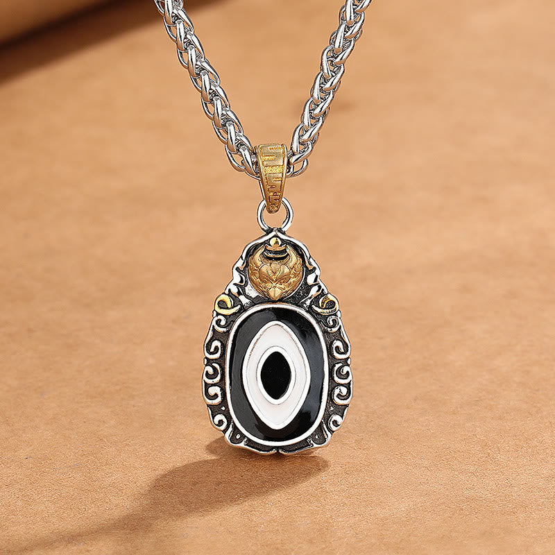 Copper Spiritual Necklace with Dzi Bead Garuda Pattern for Wealth