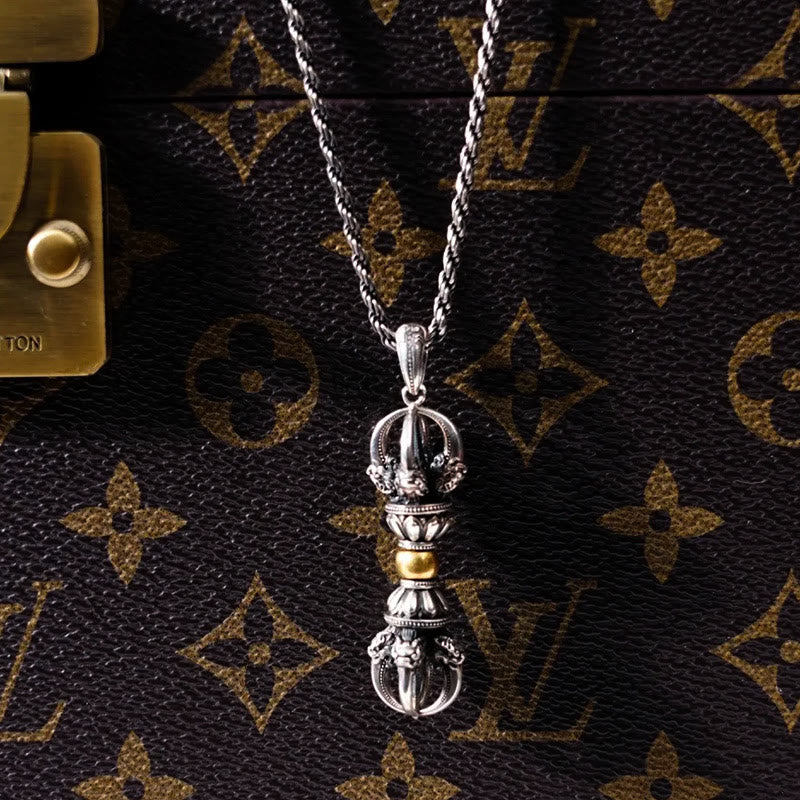 Copper Tibetan Dorje Vajra Wealth Necklace Pendant