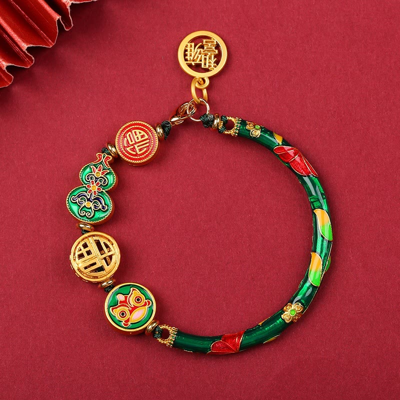 Copper Tibetan Gourd Fortune Happiness Lion Wealth Luck Bracelet